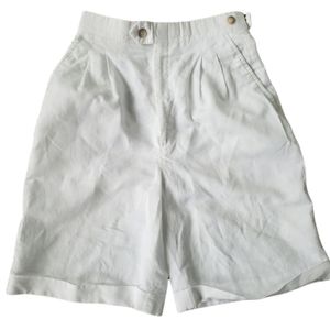 White linen shorts pleated cuffed Moygashel vintage 6 24 23 ultra high rise XXS